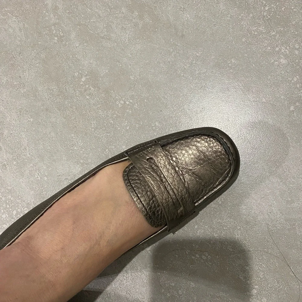 Prada Women's Bronze Leather Loafers - Picture 11 of 13